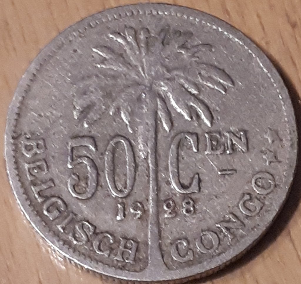 Belgisch CONGO : 50 CENTIMES 1928 VL KM 23, Ophalen of Verzenden, Overige landen, Losse munt