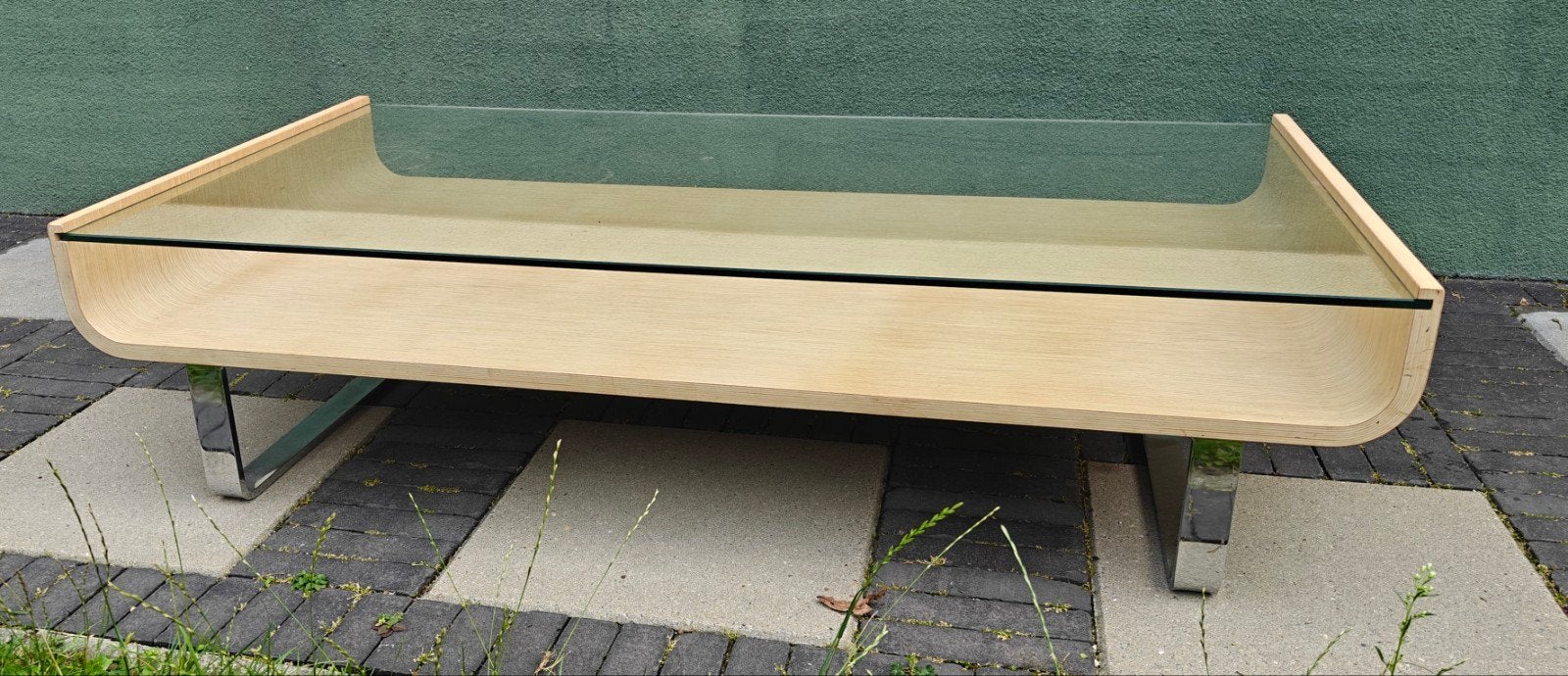 salontafel in plywood. 124cm x 65cm x 30,5cm., Ophalen