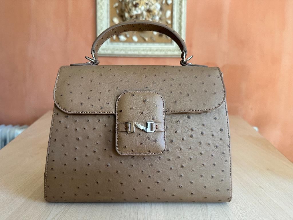 Nathan-Baume handtas struisvogelleer, Ophalen of Verzenden, Nieuw, Beige, Handtas
