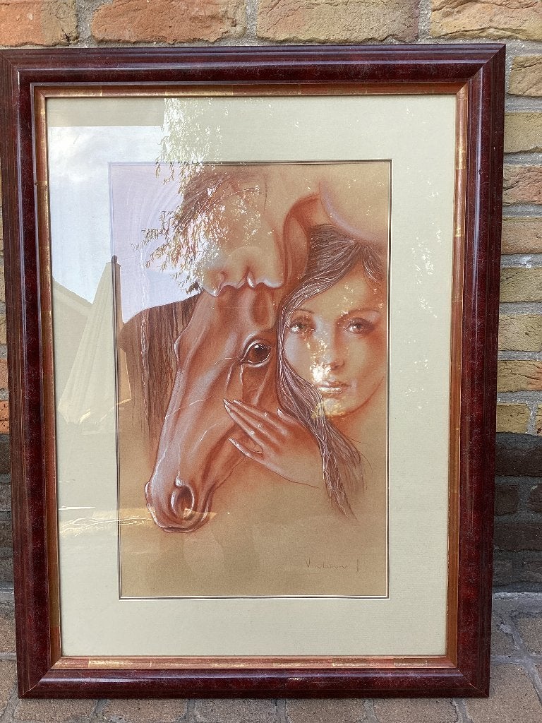Pastel tekening Jacques VANDAMME (Wervik 1933-Komen 2002), Antiek en Kunst, Kunst | Schilderijen | Modern, Ophalen, Pastel, Figuren
