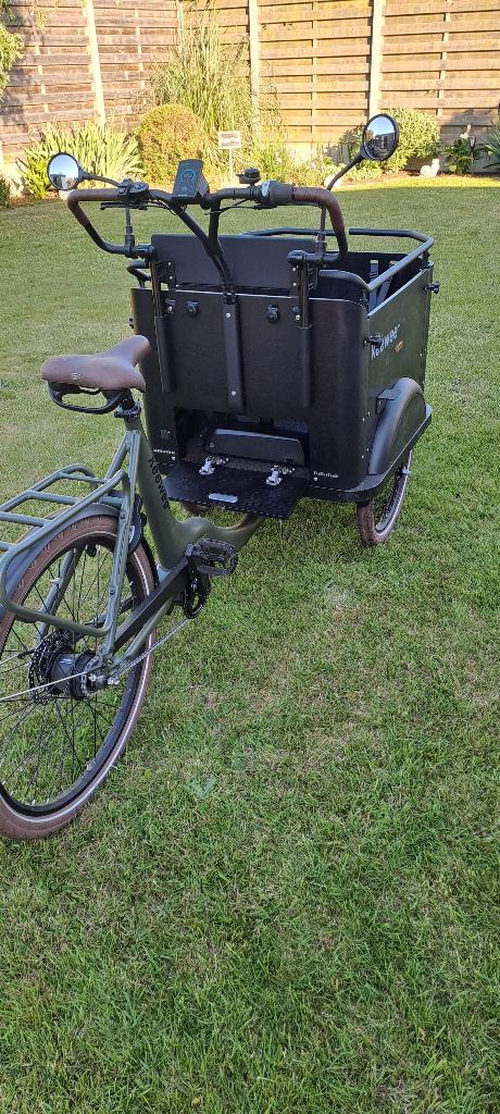 Keewee bakfiets olijfgroen, Fietsen en Brommers, Elektrisch, Zo goed als nieuw, 2 kinderen, Schijfrem