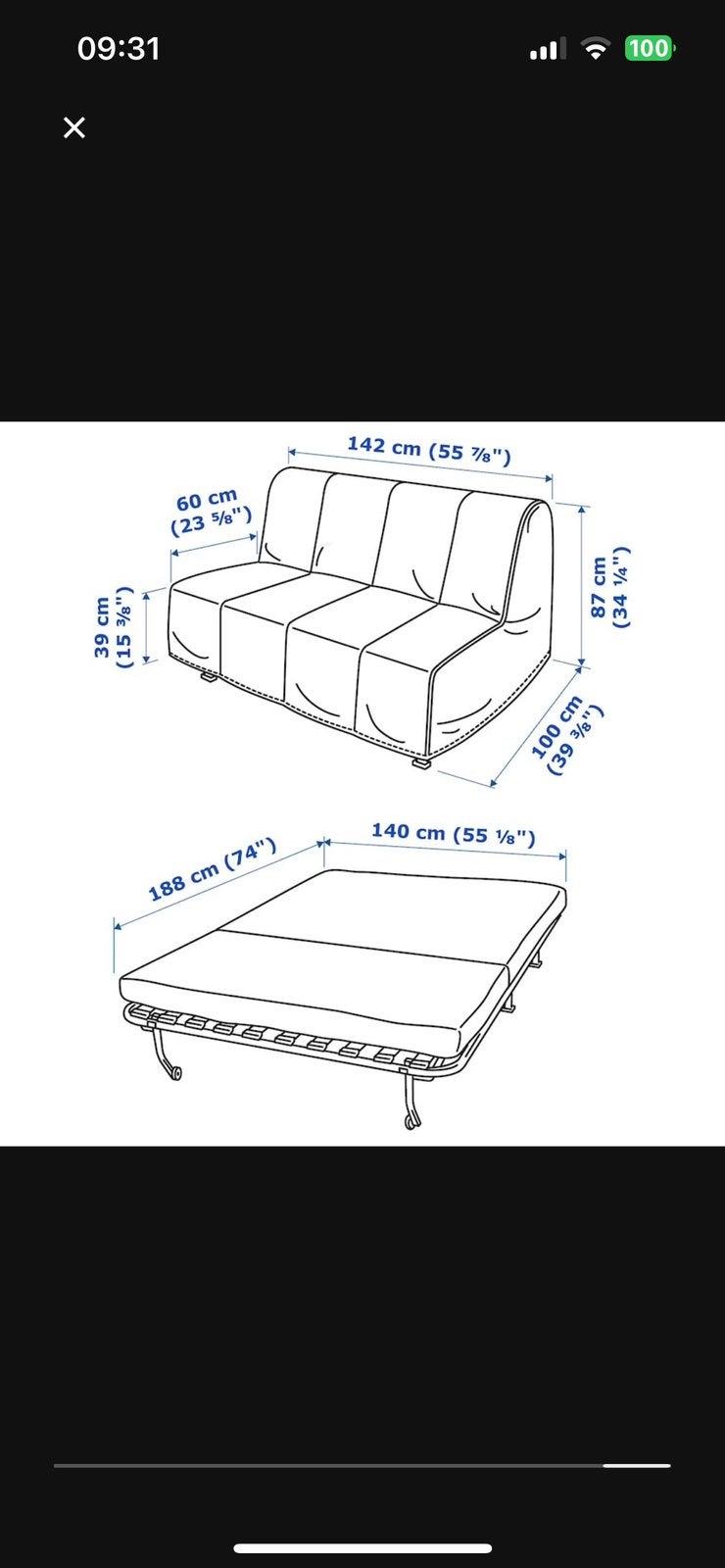 Ikea slaapbank inclusief hoes, Ophalen, Zo goed als nieuw