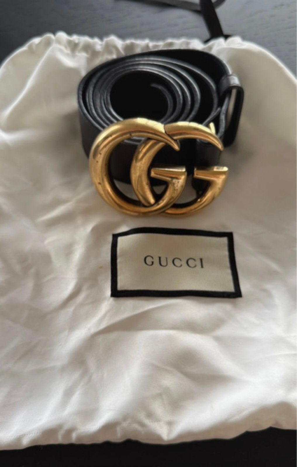 Gucci Marmont riem 90 cm, Ophalen of Verzenden, Gedragen, Zwart, Echt leder