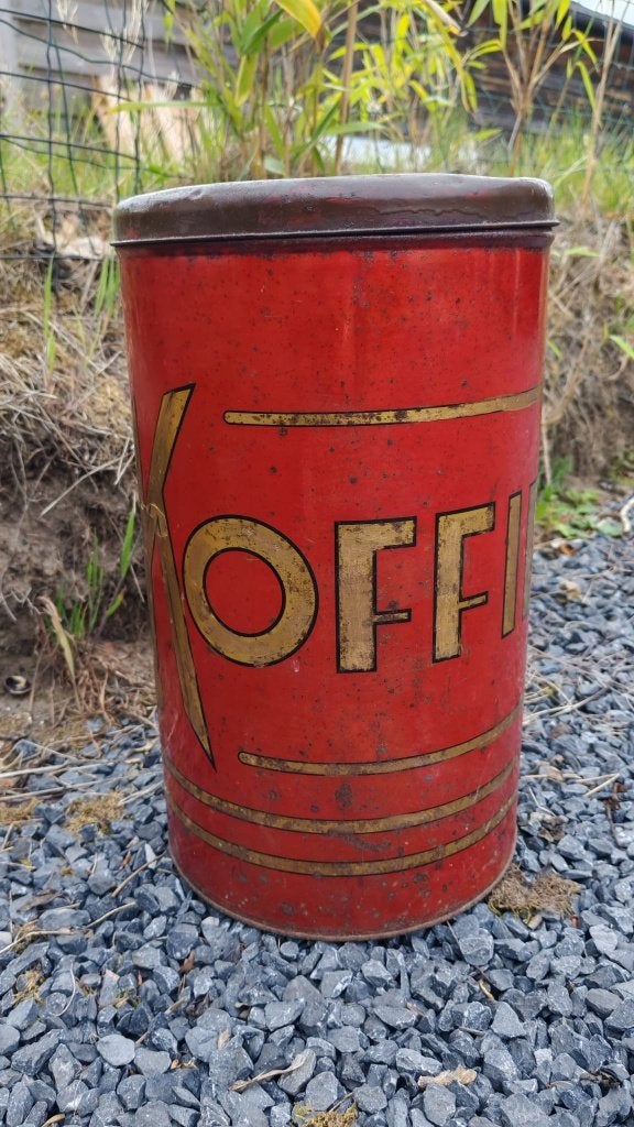 Vintage koffie blikken doos XL, Collections, Boîte en métal, Enlèvement, Utilisé, Café, Autres marques