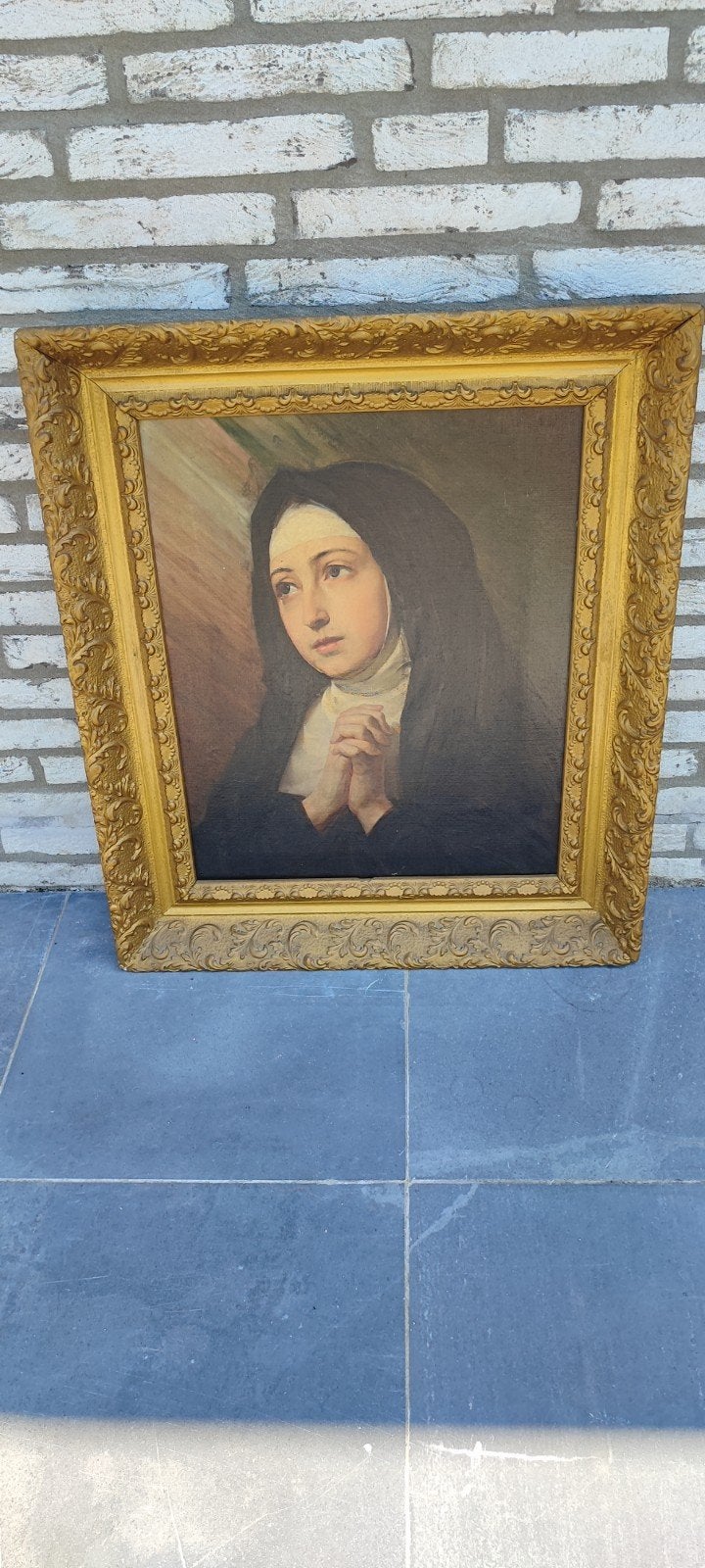 Europese school (XVIII-XIX)-Portret van jonge non of zuster, Antiek en Kunst, Ingelijst, Doek, Portret of Personen, Ophalen of Verzenden