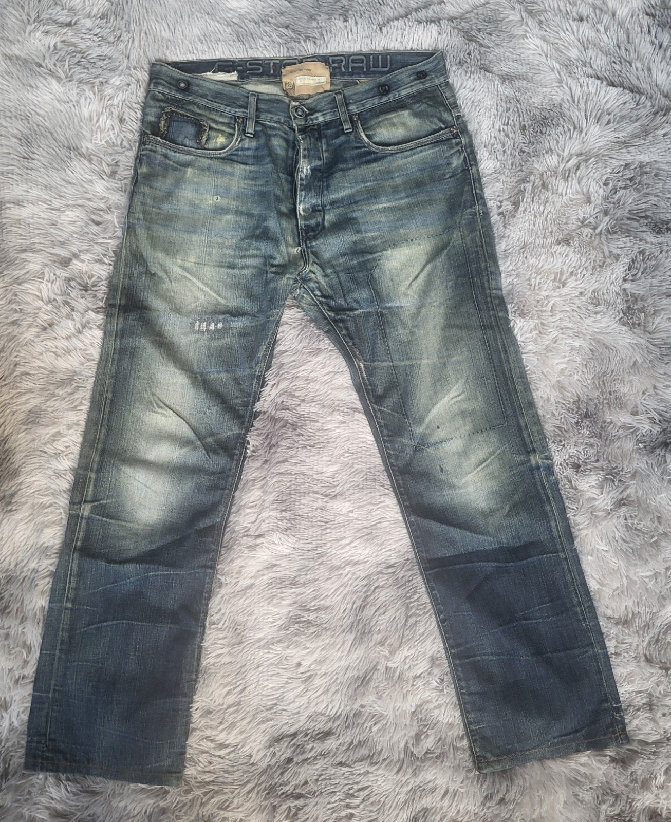 Jean G-Star RAW 3301 Homme W34 L34 Coupe Regular, G-Star Raw, W33 - W34 (confection 48/50), Porté, Bleu