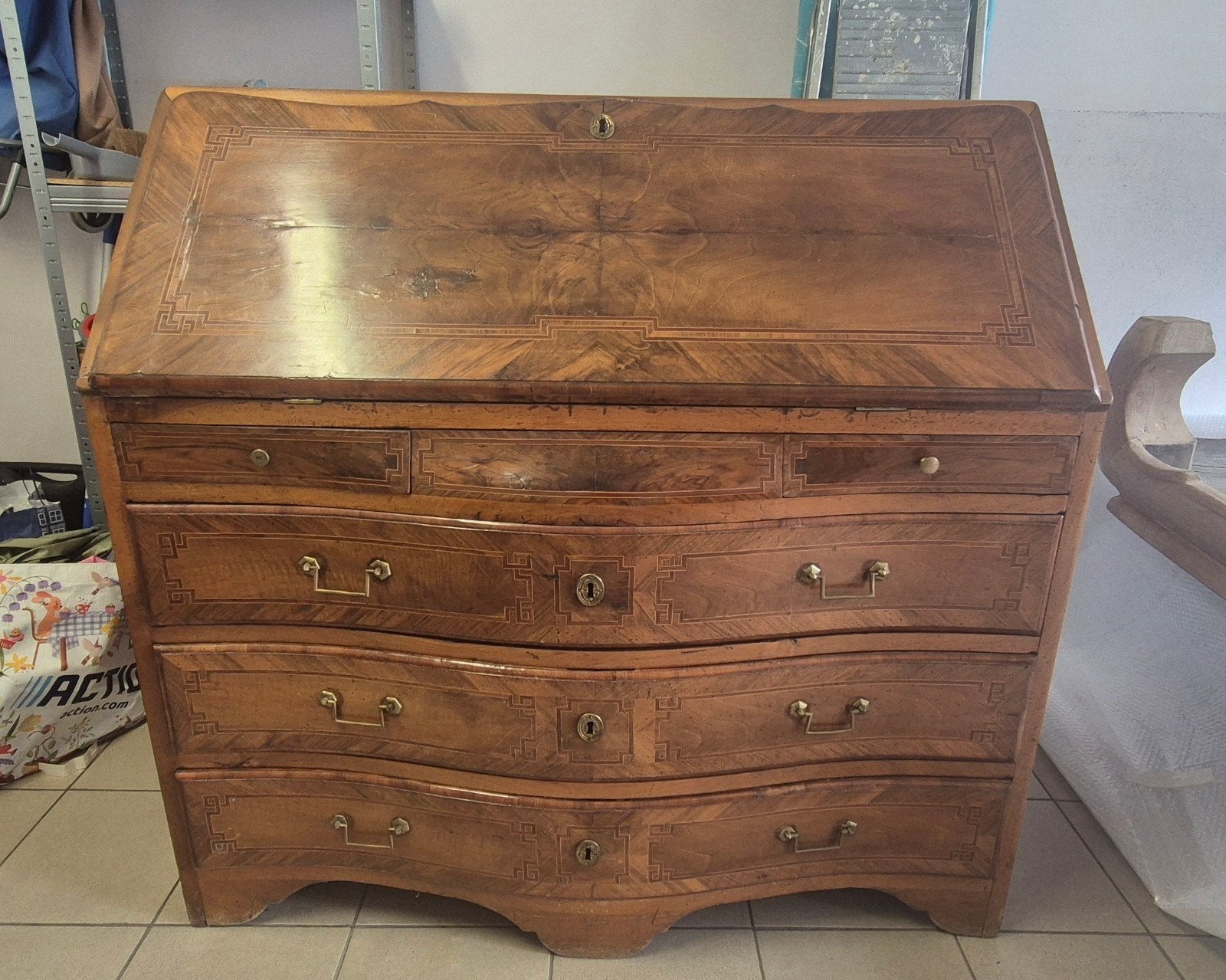 Antiek secretaire echt hout, Ophalen, Gebruikt, Antiek