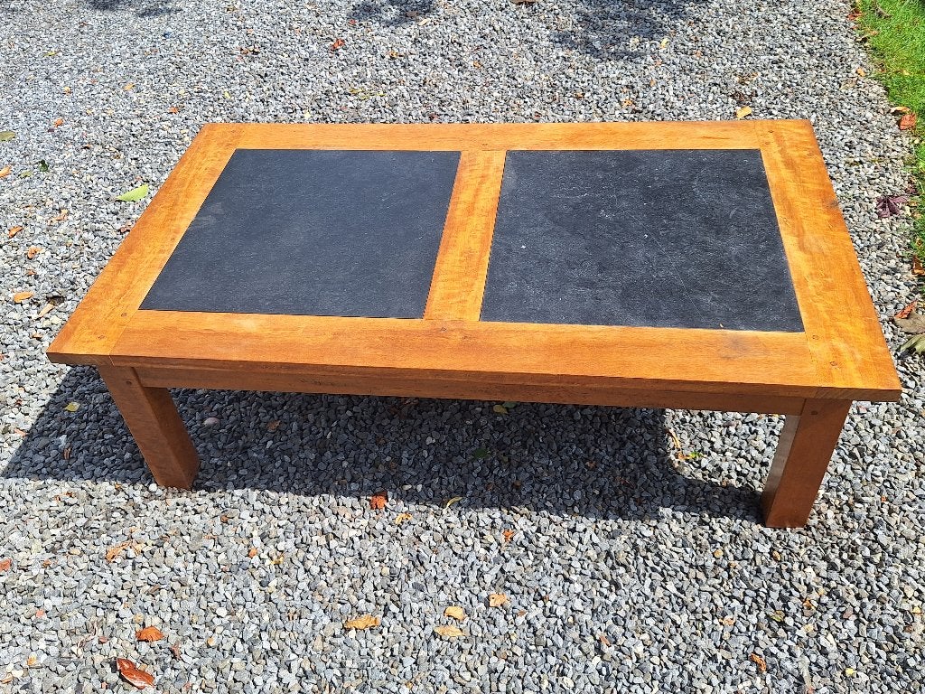 Table basse en teck avec pierre bleue vietnamienne, Maison & Meubles, Tables | Tables de salon, Utilisé, 5 – 50, 50 à 100 cm, 100 à 150 cm