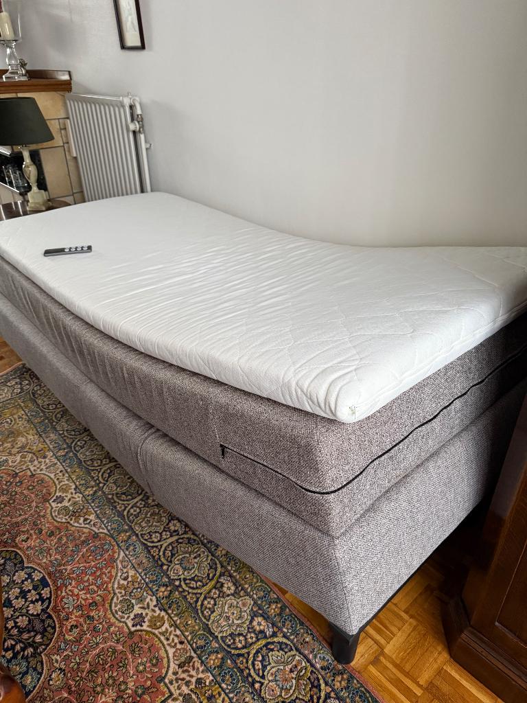 Elektrische boxspring 1 persoons, Ophalen, 90 cm, Eenpersoons, Beige