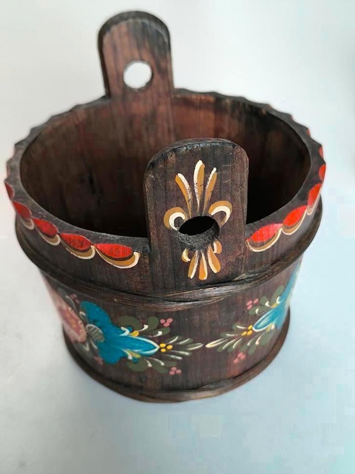 Vintage Rosemaling, plantenpot, Ophalen of Verzenden