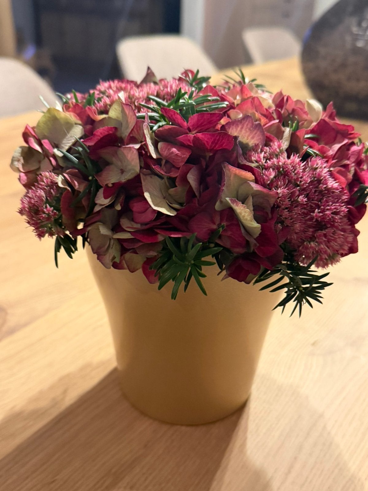 Mooi nieuw bloemstuk met hortensia, Ophalen, Nieuw, Natuurlijk materiaal