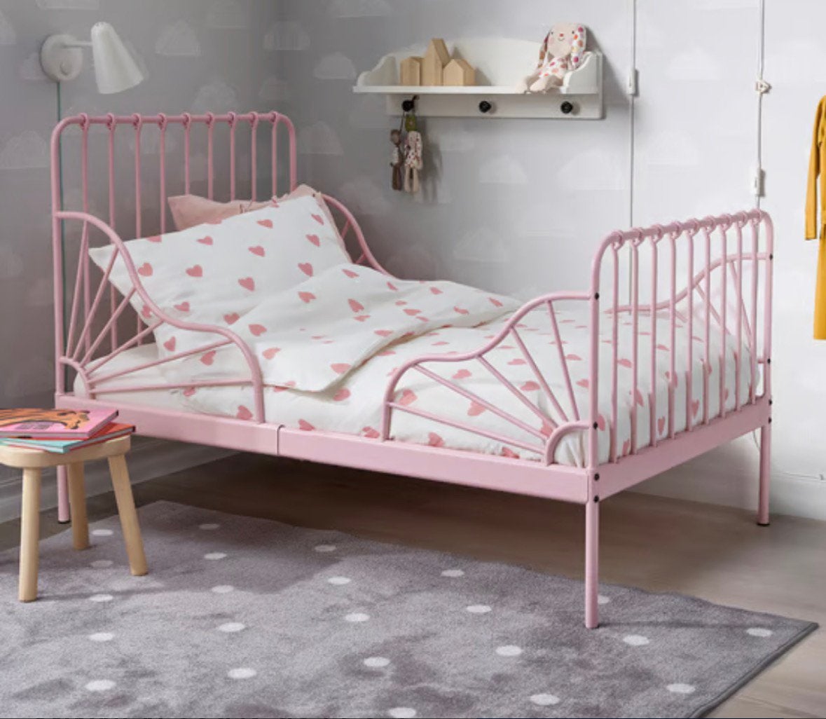 Lit enfant évolutif IKEA MINNEN rose – Complet, Ophalen, Gebruikt