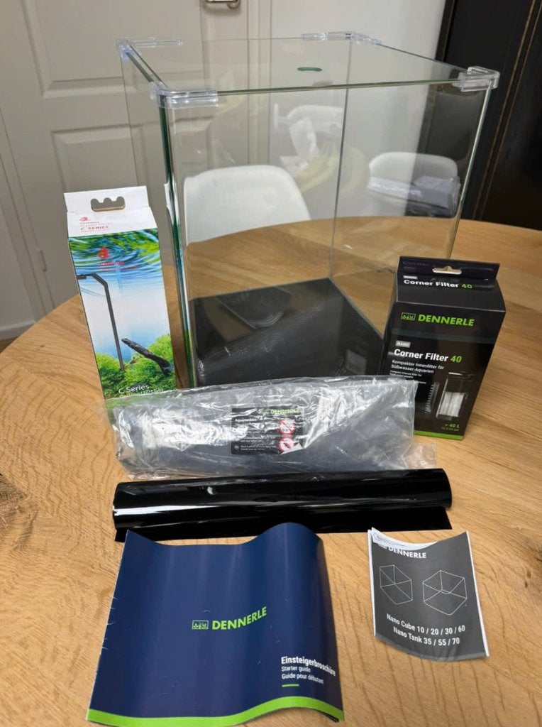 Compleet Dennerle Nano 30l aquarium + veel toebehoren, Animaux & Accessoires, Enlèvement ou Envoi, Aquarium vide, Chauffage, Comme neuf
