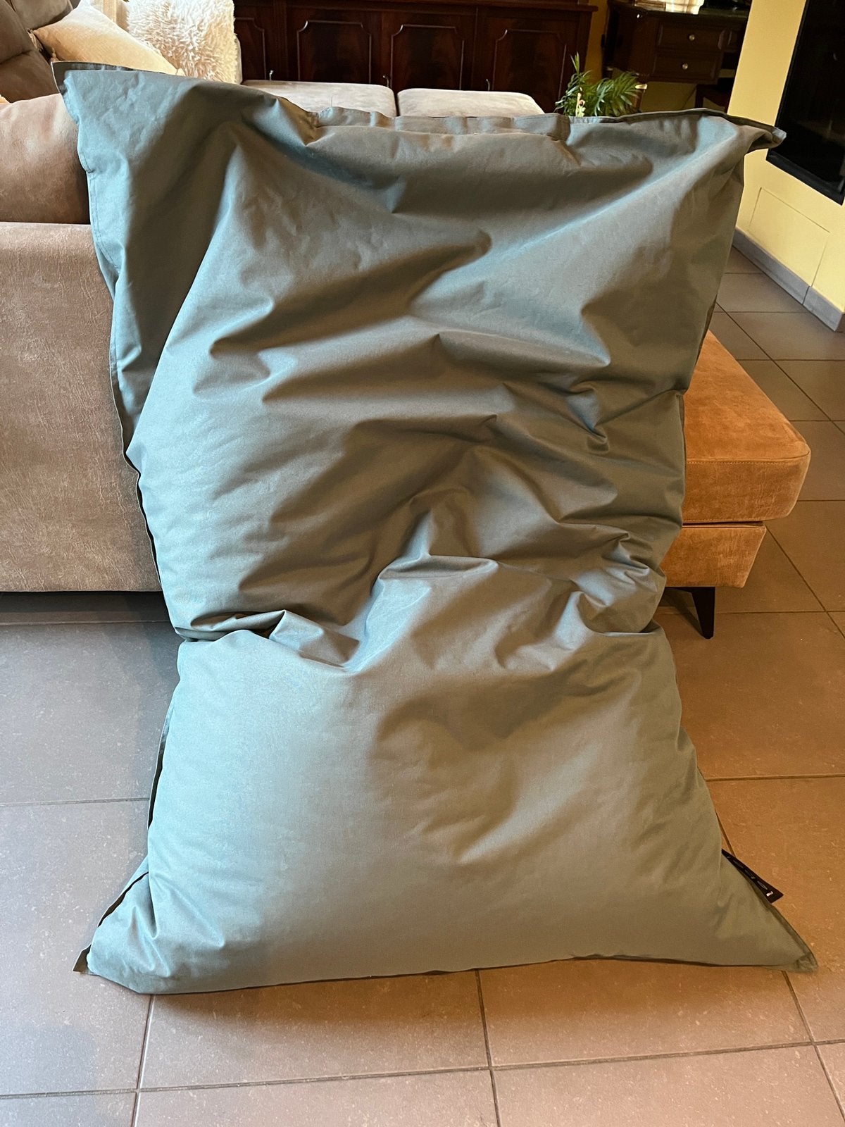 Grand pouf style fatboy, Enlèvement, Comme neuf, Vert, Pouf