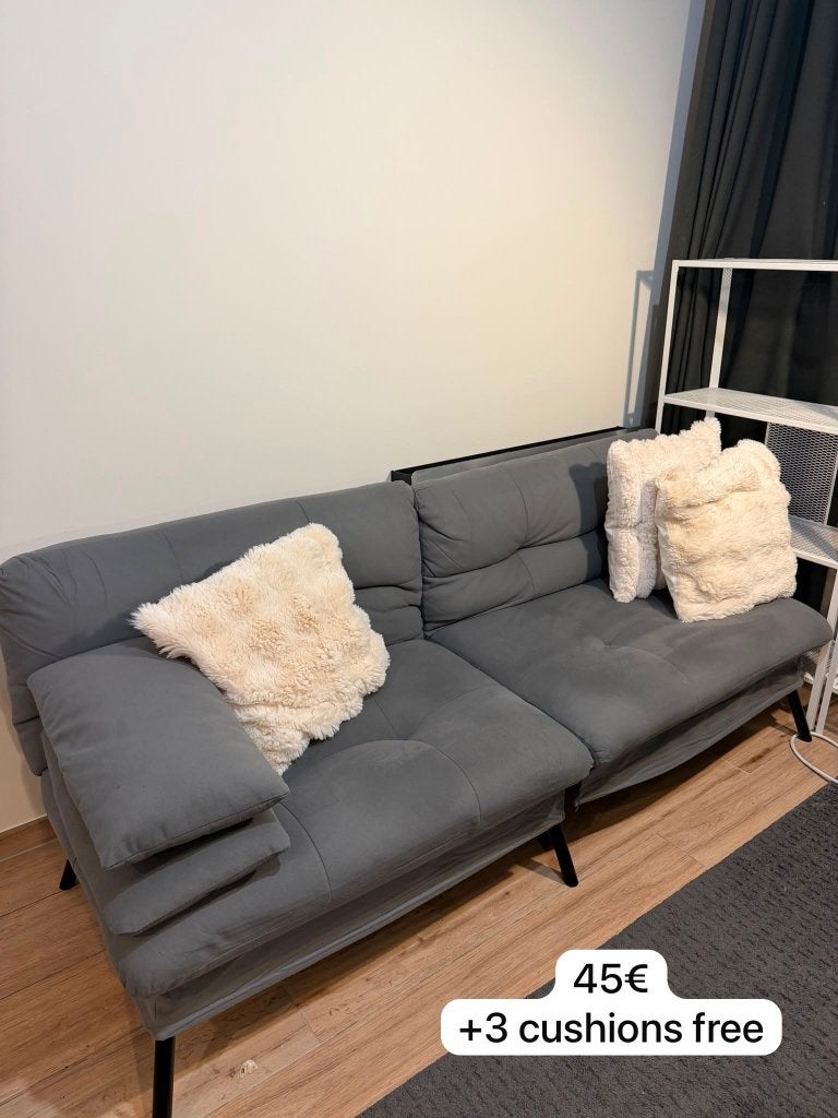Grey Sofa-Sofa Bed-Excellent Condition (3 cushions included), 75 à 100 cm, Synthétique, Comme neuf, Enlèvement