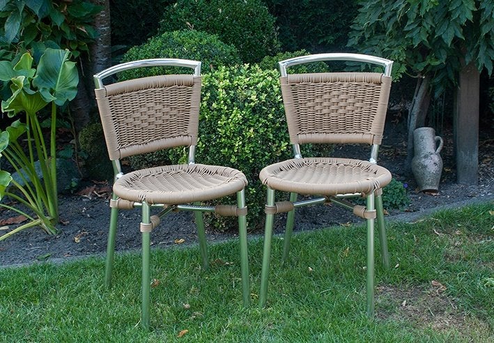 Twee terras stoeltjes, Tuin en Terras, Tuinstoelen, Ophalen, Zo goed als nieuw, Metaal