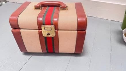 Gucci Vintage beige canvas harde trein, Ophalen of Verzenden, Gebruikt, Beige