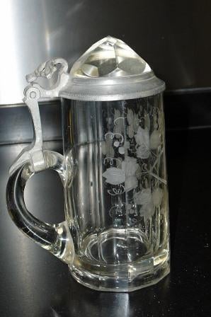 Pot à bière : verre et étain (?) pulpe, Enlèvement ou Envoi, Utilisé, Chope(s), Autres marques