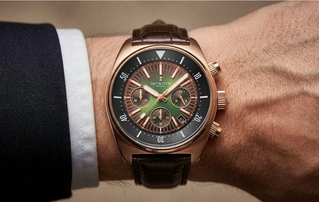 Jacob Zech Vienna horloge t.w.v € 399 NIEUW!, Enlèvement ou Envoi, Étanche, Neuf, Vert