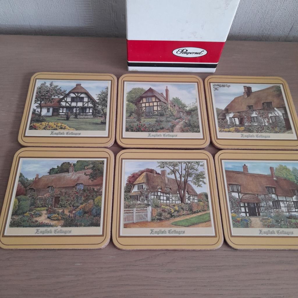 6 vintage onderzetters Pimpernel English Cottages., Ophalen