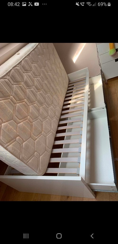 Lit Ikea 90 x 200 pour une personne, Maison & Meubles, Chambre à coucher | Lits, Enlèvement, Comme neuf, Une personne, Blanc