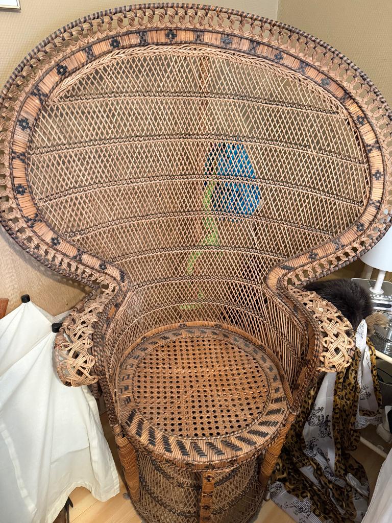 Vintage rieten Emanuella zetel, Osier ou Rotin, Autres couleurs, Enlèvement, Utilisé