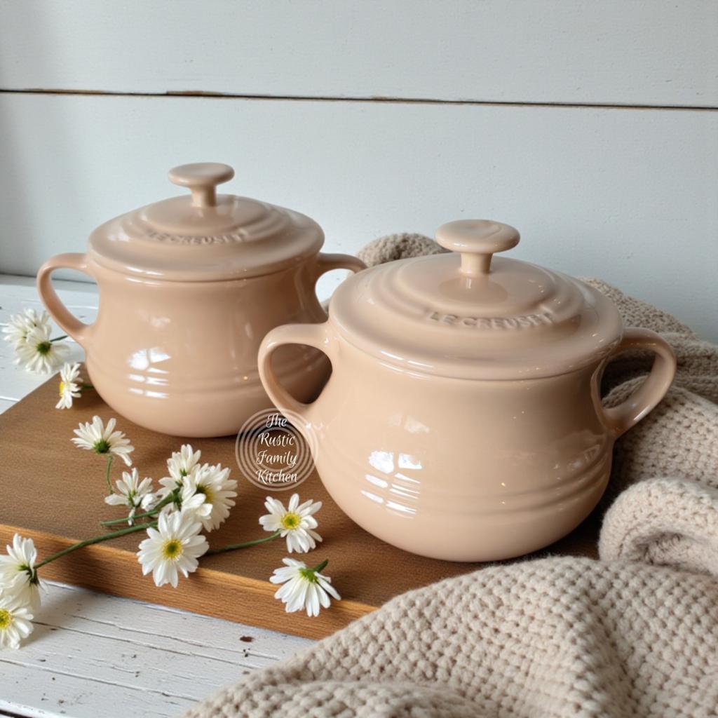 Le Creuset Bean Jars, rare color Apricot, Verzenden, Nieuw, Aardewerk, Kom(men)