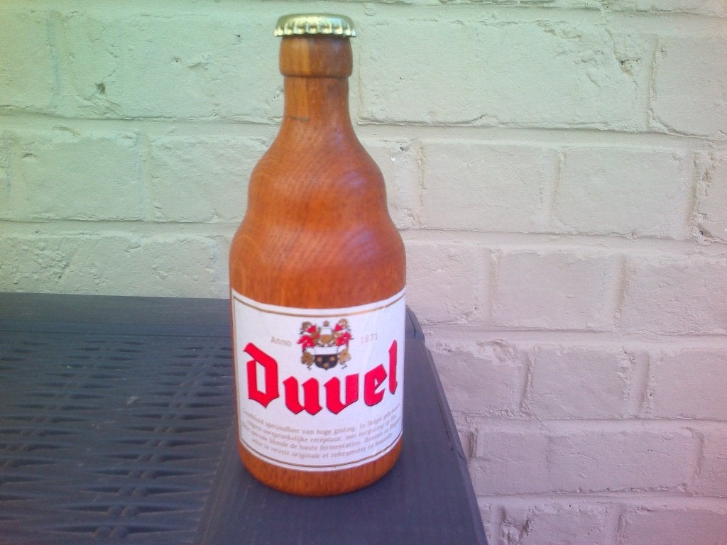 Houten Duvel flesje., Ophalen of Verzenden, Zo goed als nieuw, Flesje(s), Duvel