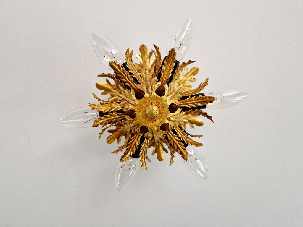 Italiaanse plafondlamp in goudkleurig metaal, Banci Firenze, Ophalen of Verzenden