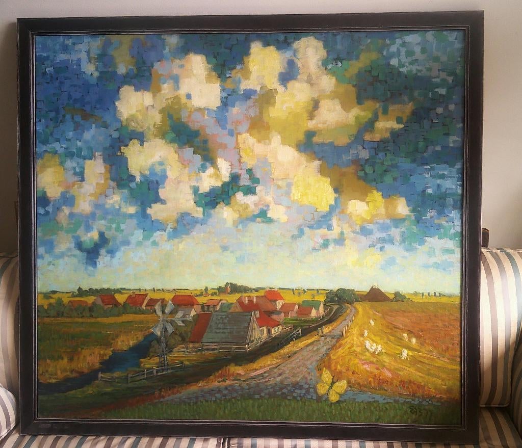 Dorp in (West) Friesland - Erik Bauknecht 1929-1993, Antiek en Kunst, Kunst | Schilderijen | Klassiek, Ophalen