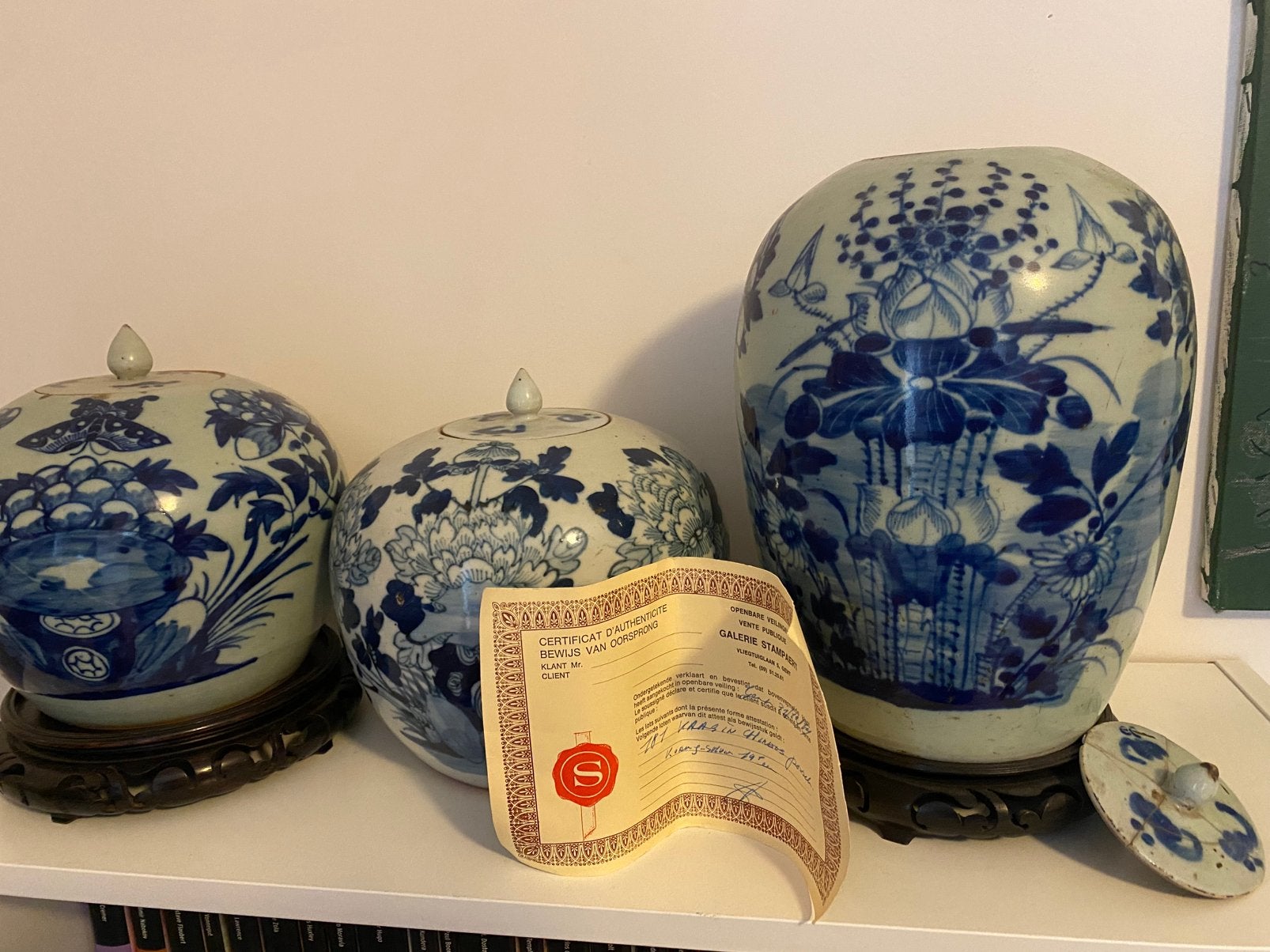 Vazen (3 stuks) Chinees porselein blau/wit, Ophalen
