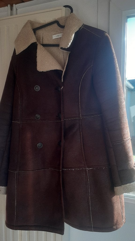 manteau vintage, Envoi, Porté, Brun, Manteau