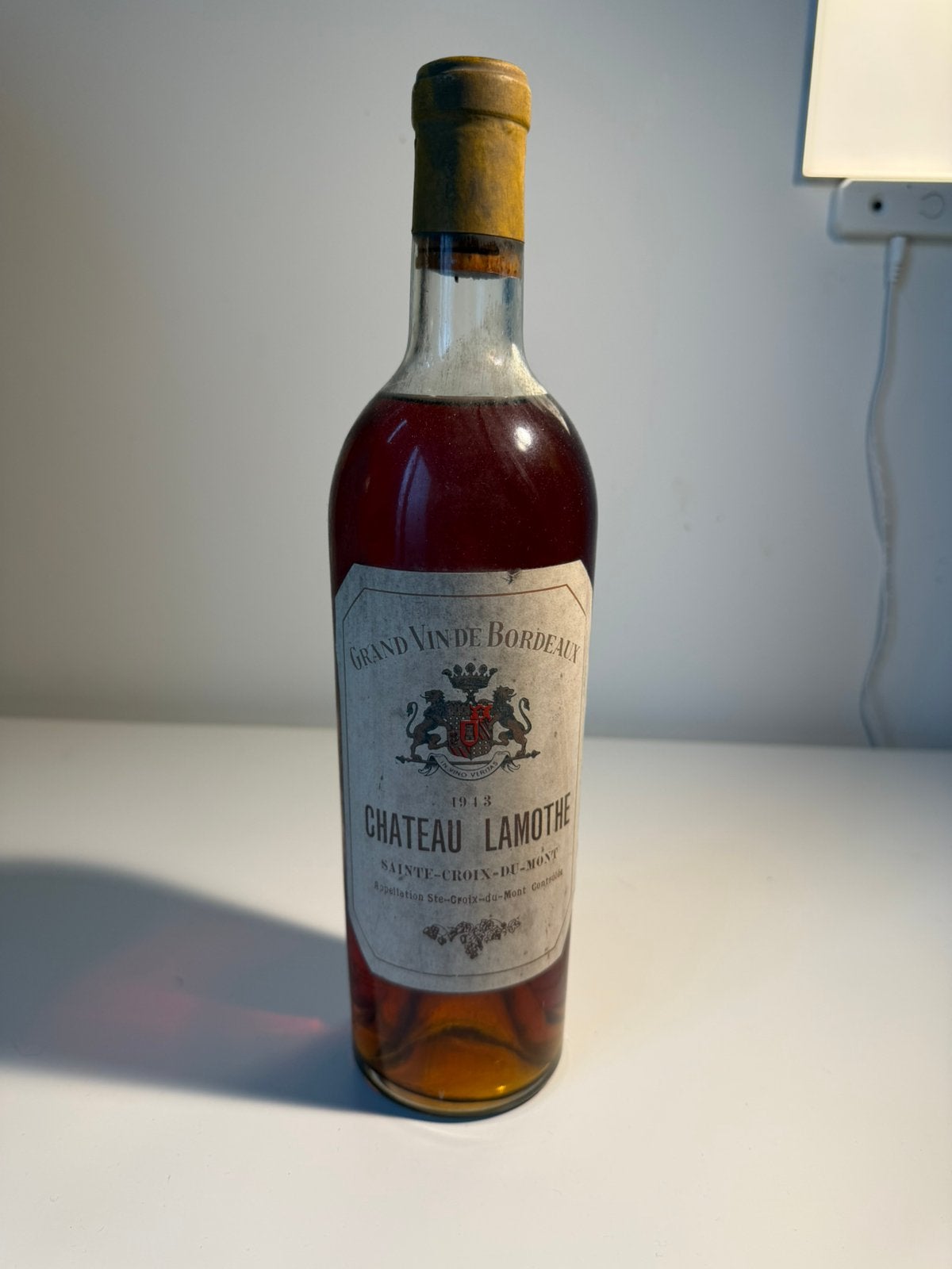 Château Lamothe 1943 – Sainte-Croix-du-Mont 75cl, Collections, Pleine, Comme neuf, Vin blanc, Enlèvement