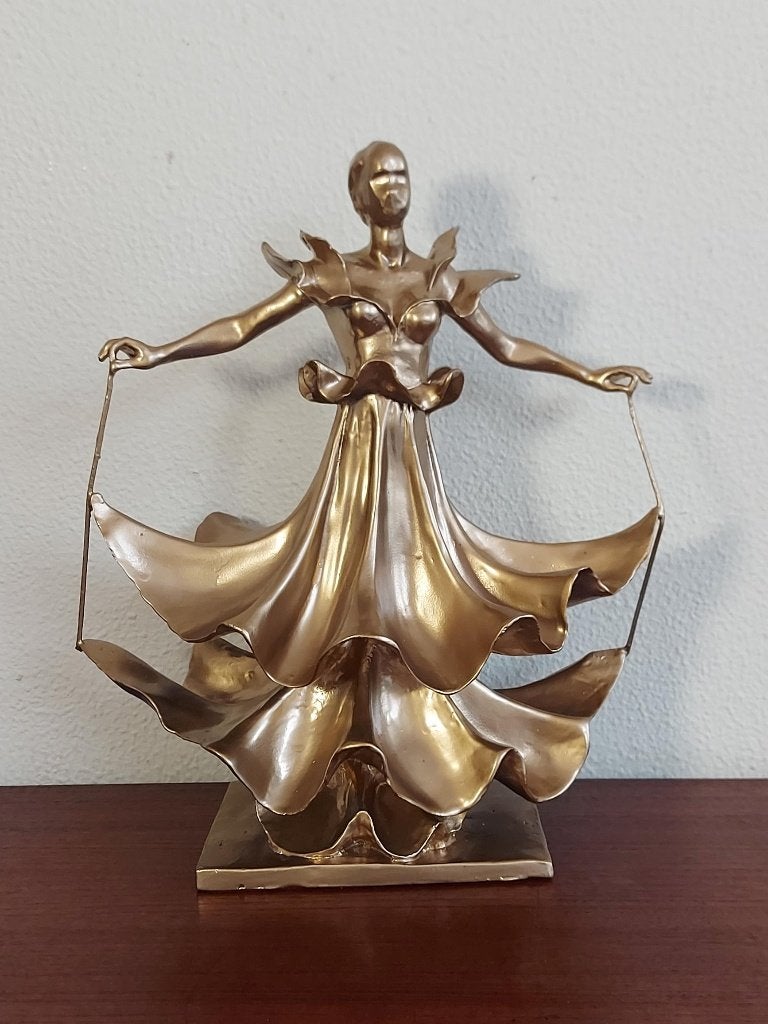 Bronzen Beeld Salvador Dali Sculptuur Vrouw Dalinian Dancer, Enlèvement ou Envoi, Doré, Brons, Europe
