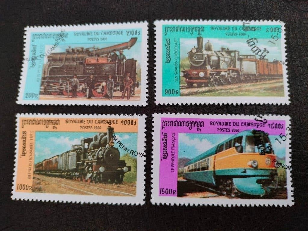 Cambodge 2000 - trains, locomotives, chemins de fer, Envoi, Affranchi, Asie du Sud Est