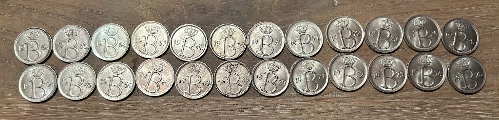 Série complète 25c - Quartiers de 1964 à 1975 FR+VL, Enlèvement ou Envoi, Autre, Monnaie en vrac