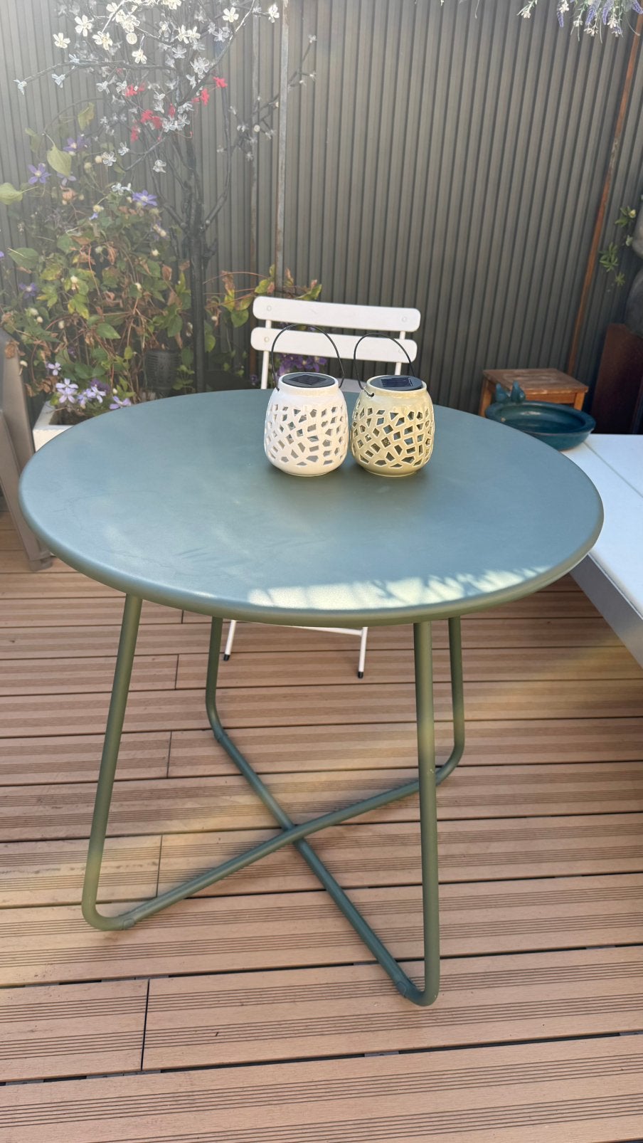 Kwantum ronde tuintafel 80 cm doormeter, Ophalen, Zo goed als nieuw, Rond, Aluminium