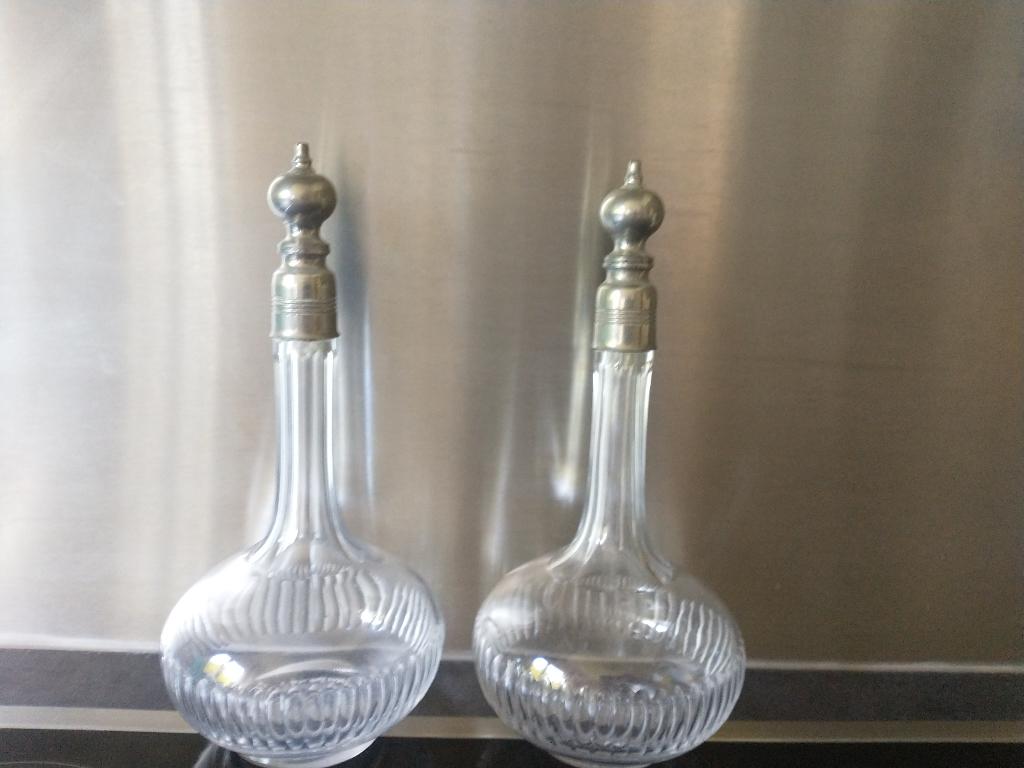 Paire de flacons de toilette anciens en verre  - Début XXe, Enlèvement
