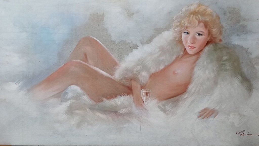 Naakte dame - Italiaanse school - 1970 1980, Enlèvement ou Envoi, Peinture à l'huile, Expressionniste, Toile