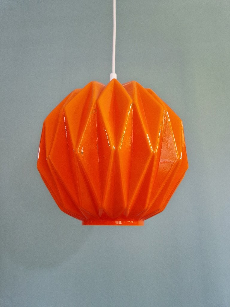 Suspension vintage en opaline orange, 1970, Enlèvement ou Envoi
