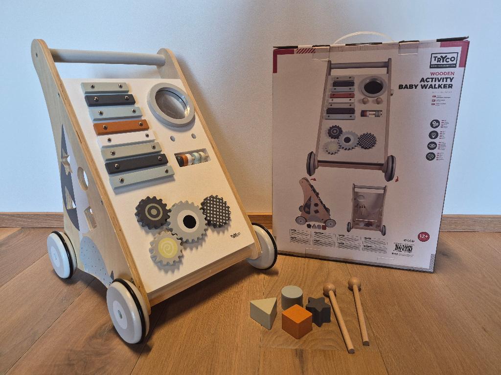 Tryco Houten Activiteiten Loopwagen, Kinderen en Baby's, Speelgoed | Houten speelgoed, Ophalen, Zo goed als nieuw, Duw- of Trekspeelgoed