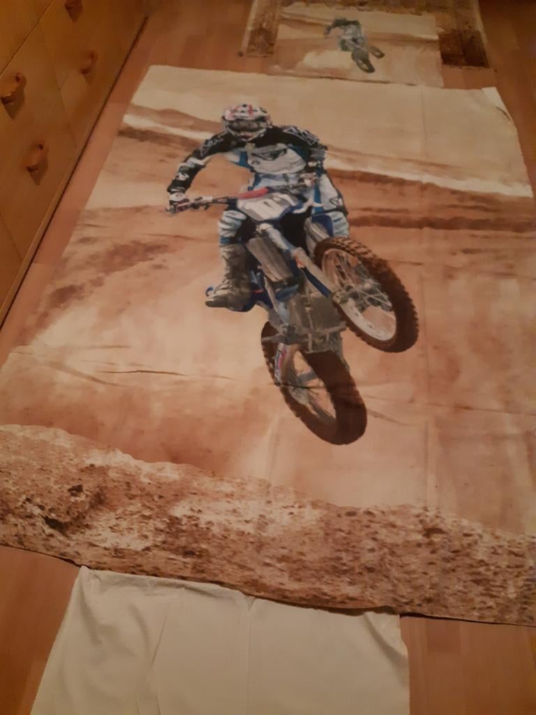Housse de couette pour motard tout-terrain pour 1 personne., Enlèvement ou Envoi, Utilisé, Beige, Housse de couette