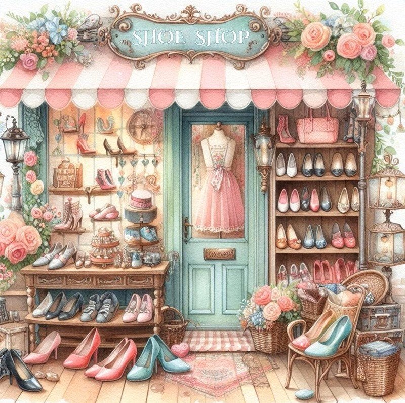 30x30cm Diamond Painting schoenen winkel (rond) nr 292, Ophalen of Verzenden, Nieuw, Overige thema's, Diamond painting