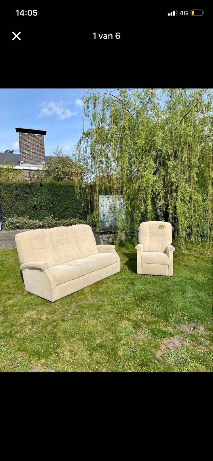 Beige zetels met ligfunctie, Huis en Inrichting, Ophalen, Zo goed als nieuw