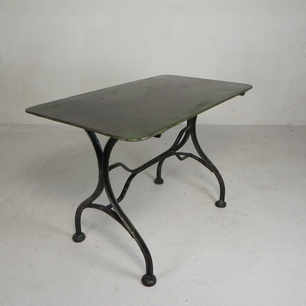Stalen bistrotafel, tuintafel met T-profielen, jaren 50, Ophalen of Verzenden