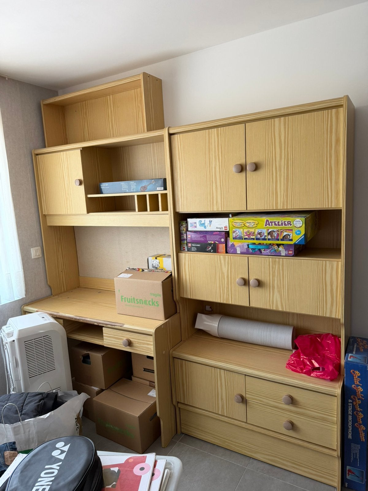 Bureau met kast en hangkast, Huis en Inrichting, Ophalen, Gebruikt, Bureau-kast combinatie