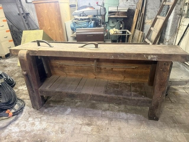 Werkbank hout oud, Doe-het-zelf en Bouw, Werkbanken, Ophalen, Gebruikt, Bankschroef