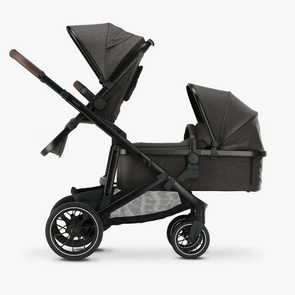 Deryan Evy Kinderwagen - Duowagen Inclusief reiswieg - Grijs, Enfants & Bébés, Enlèvement ou Envoi, Comme neuf, Autres marques