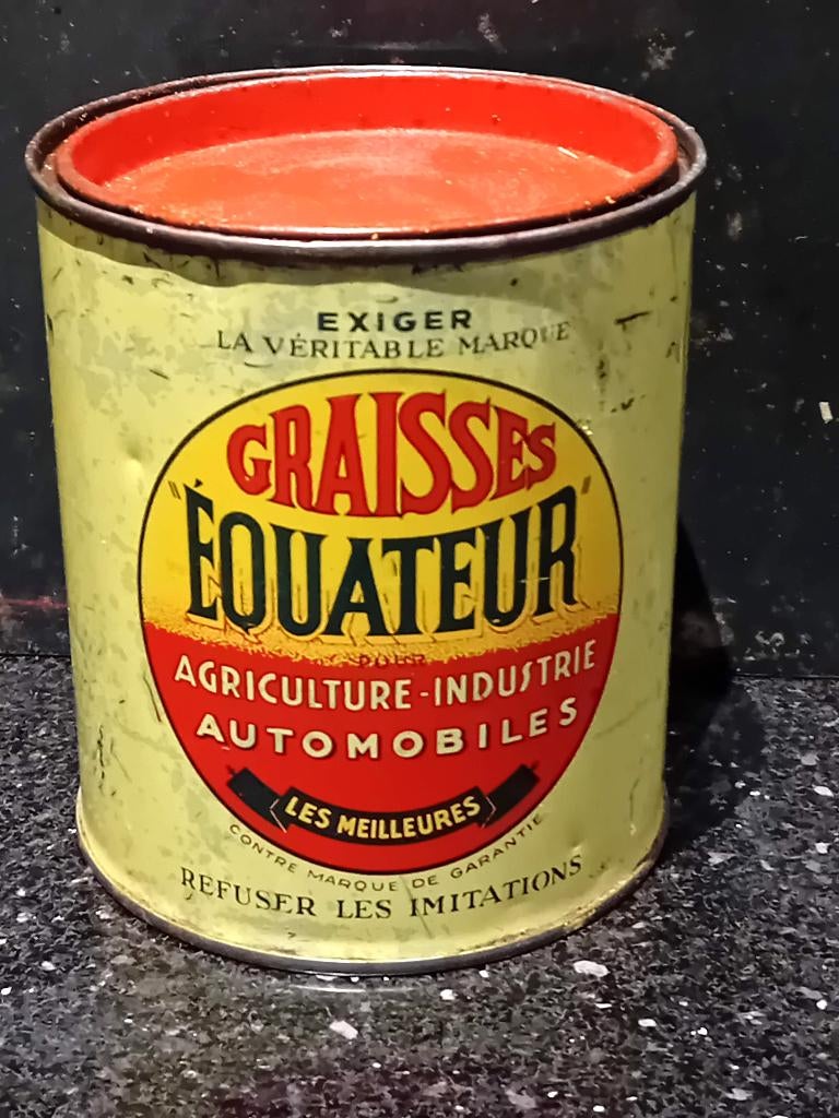 Vintage blik vet EQUATEUR, Verzamelen, Ophalen of Verzenden, Zo goed als nieuw