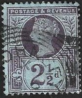 1 Postzegel Groot-Brittannië 1887 Koningin Victoria, Enlèvement ou Envoi, Affranchi